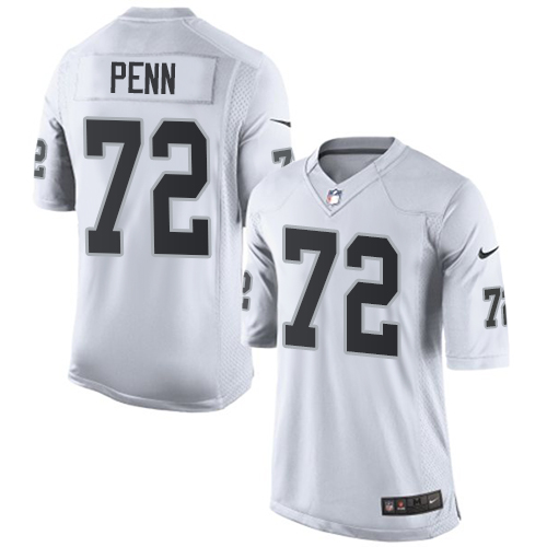 Men's Limited Donald Penn Nike Jersey White Road - #72 NFL Oakland Raiders